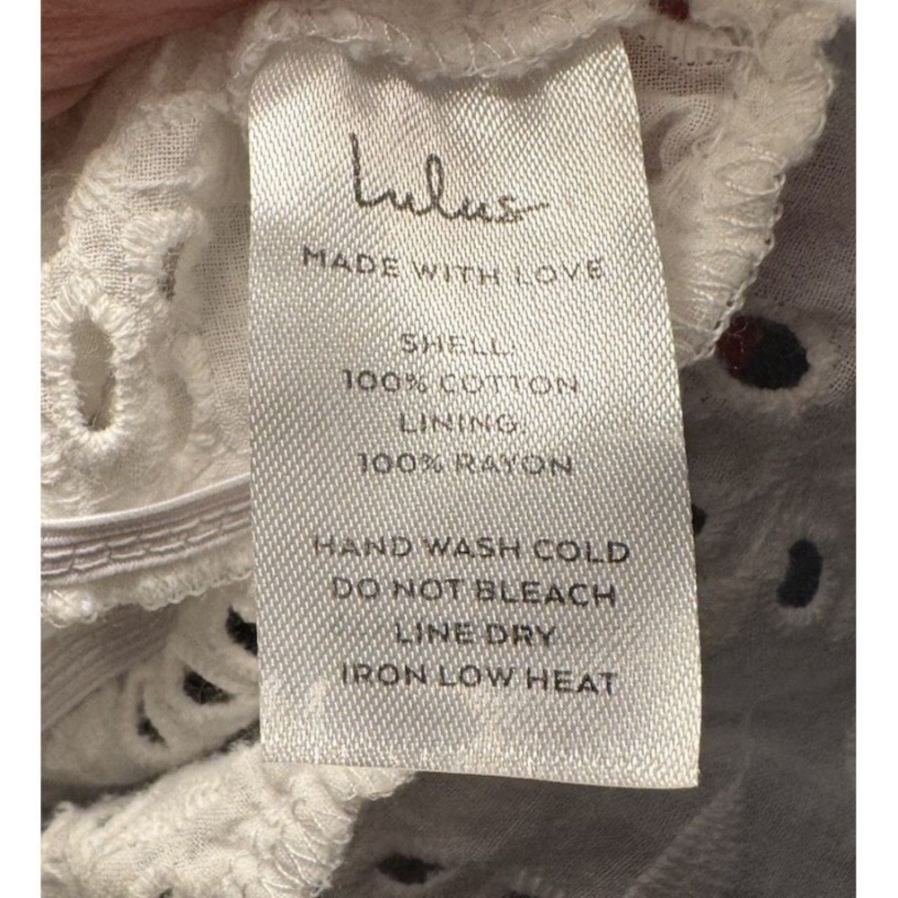 Lulus Milkmaid Eyelet Crop Top M White Sleeveless Ruffle Cottagecore Coquette - Picture 7 of 8